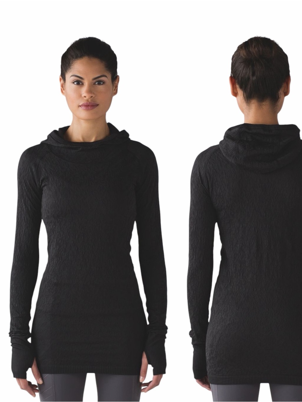 Lululemon – Rest Less Hoodie – Textured Thumbhole Pullover – Black – Sz. 8